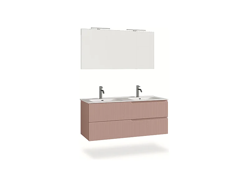 Ensemble salle de bain double vasque 5 pièces VENERE rose poudrè