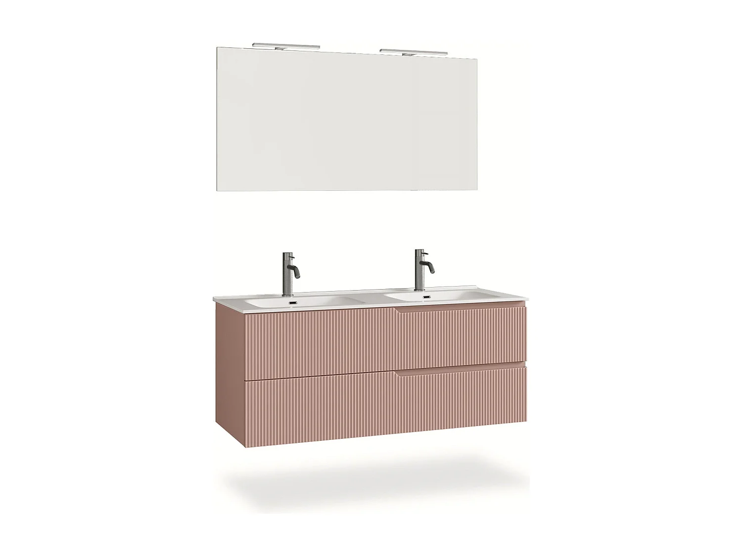 Ensemble salle de bain double vasque 5 pièces VENERE rose poudrè