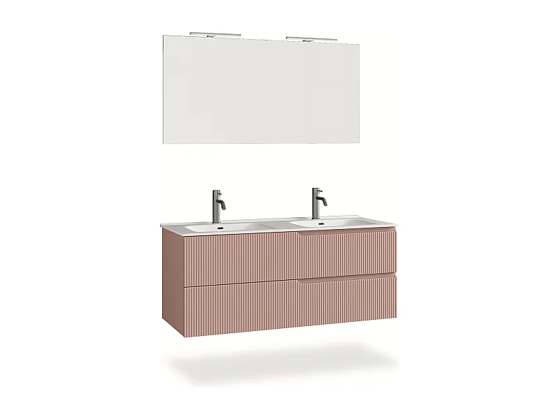 Ensemble salle de bain double vasque 5 pièces VENERE rose poudrè