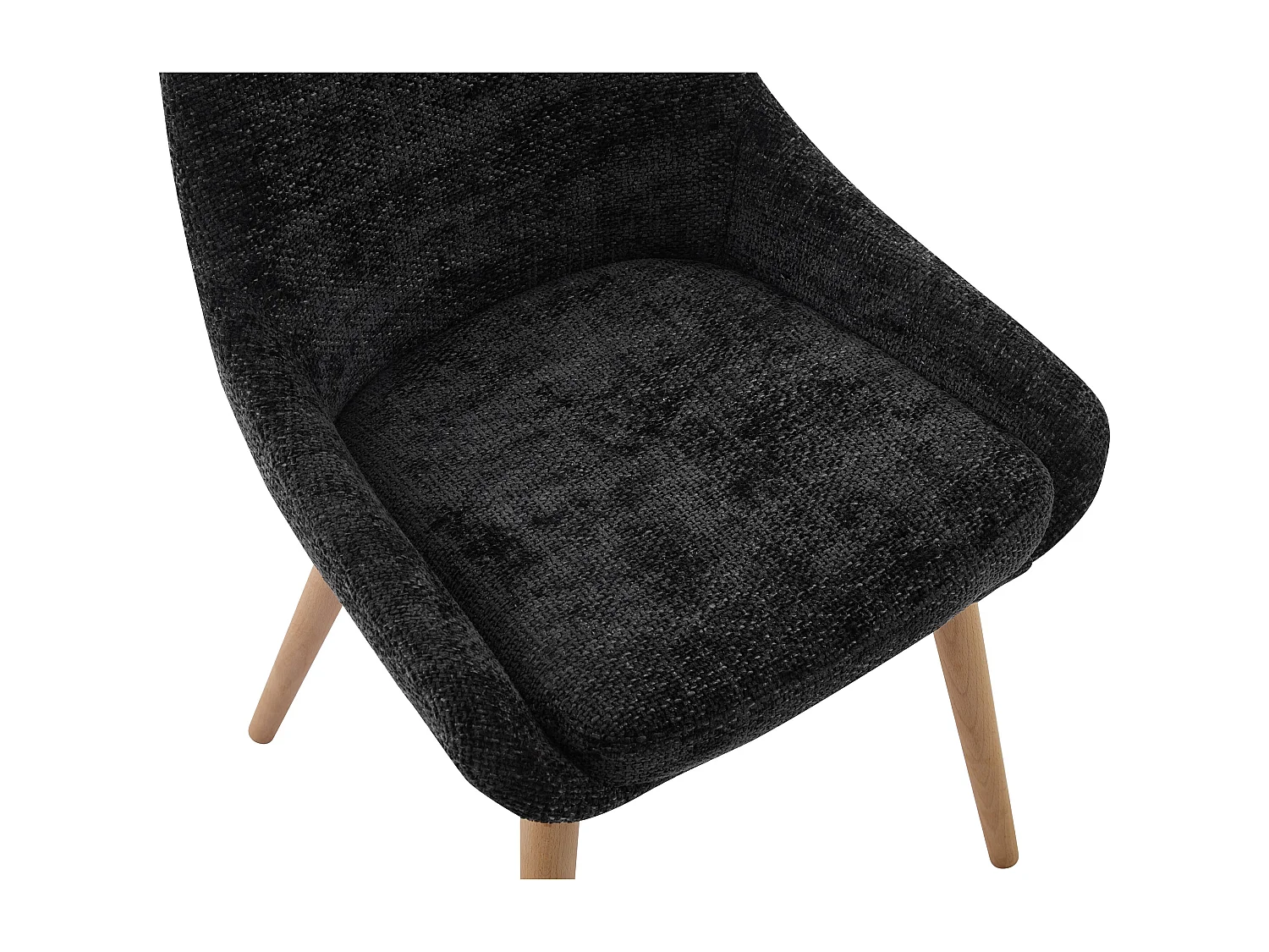 Lote de 6 sillas de tela texturizada y haya - Negro - MASURIE