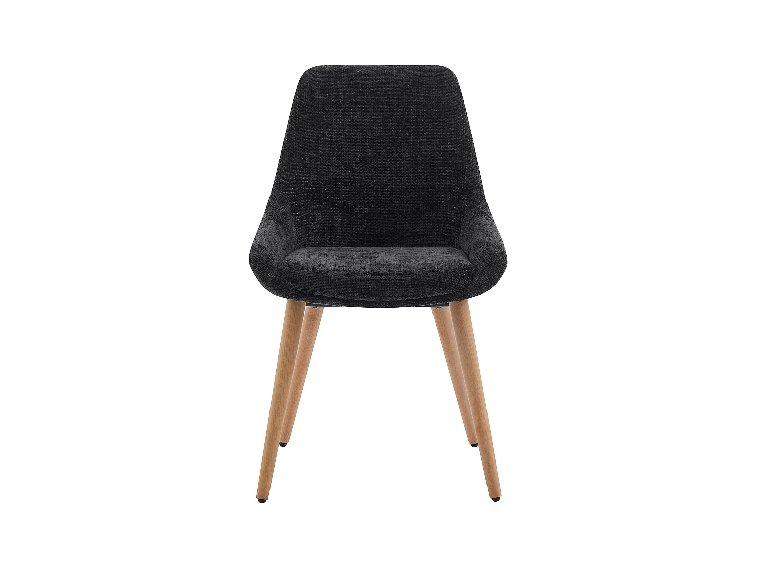 Lot de 6 chaises en tissu texturé et hêtre - Noir - MASURIE