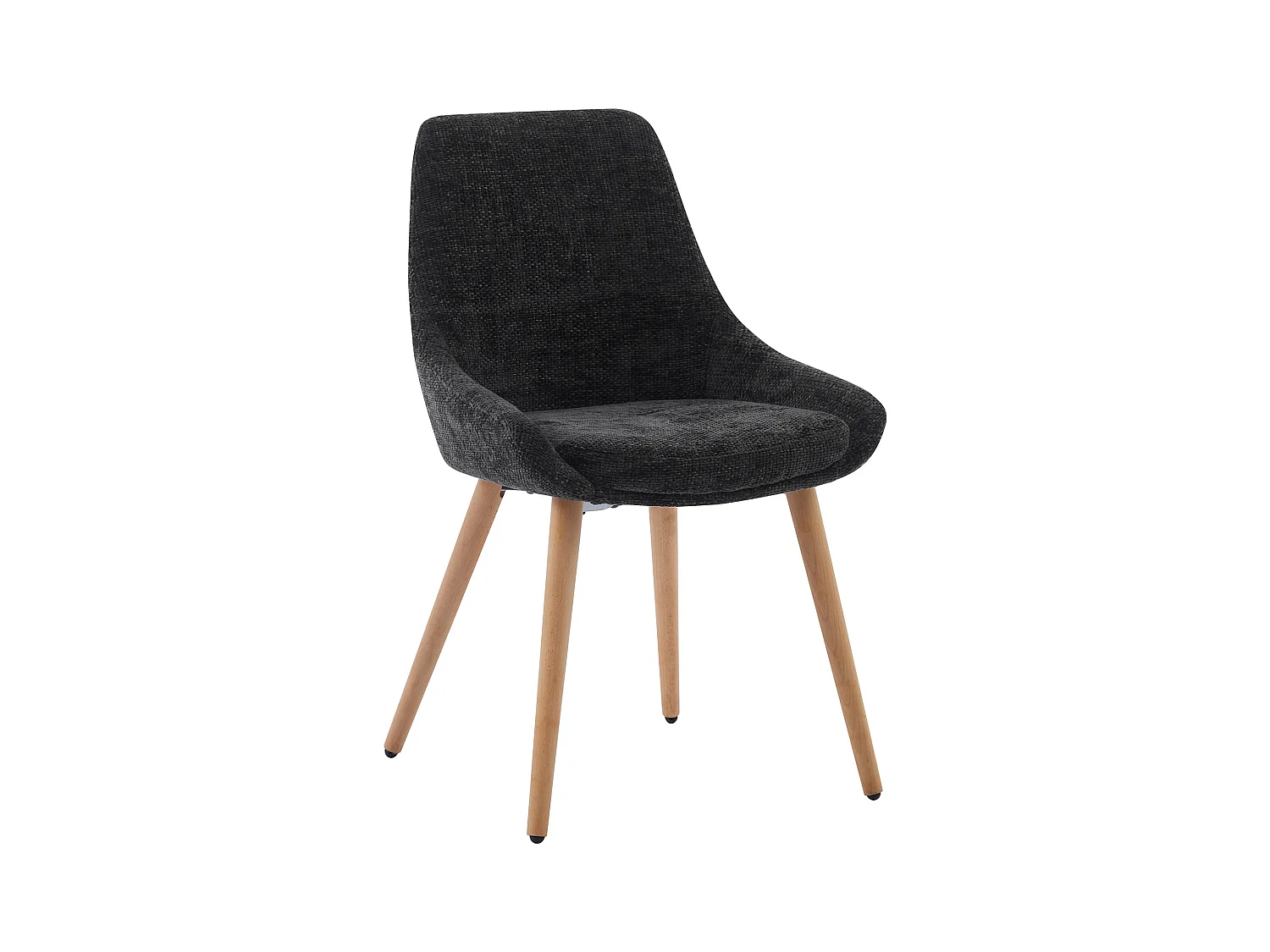 Lot de 6 chaises en tissu texturé et hêtre - Noir - MASURIE