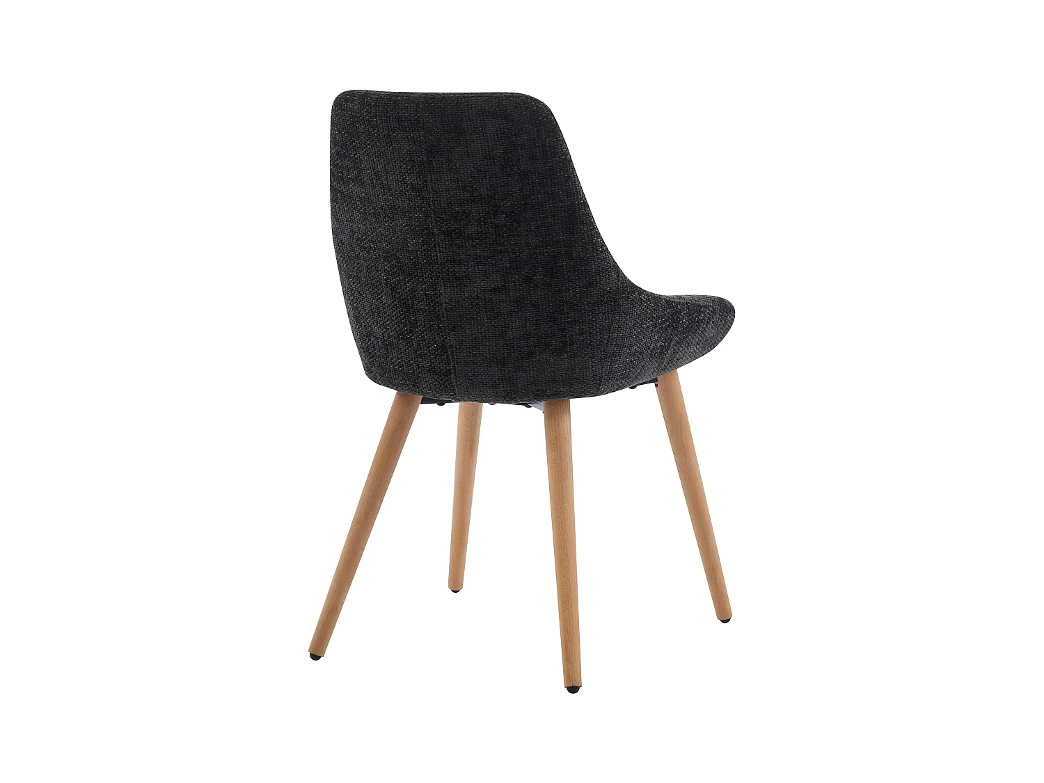 Lot de 6 chaises en tissu texturé et hêtre - Noir - MASURIE