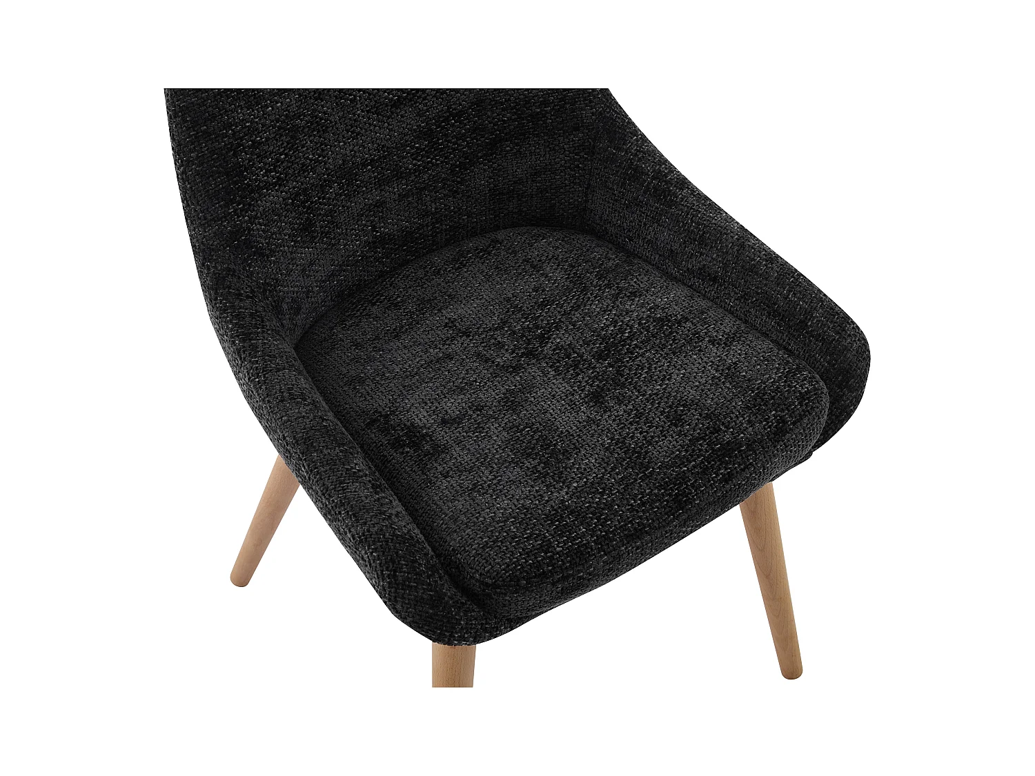 Lot de 6 chaises en tissu texturé et hêtre - Noir - MASURIE