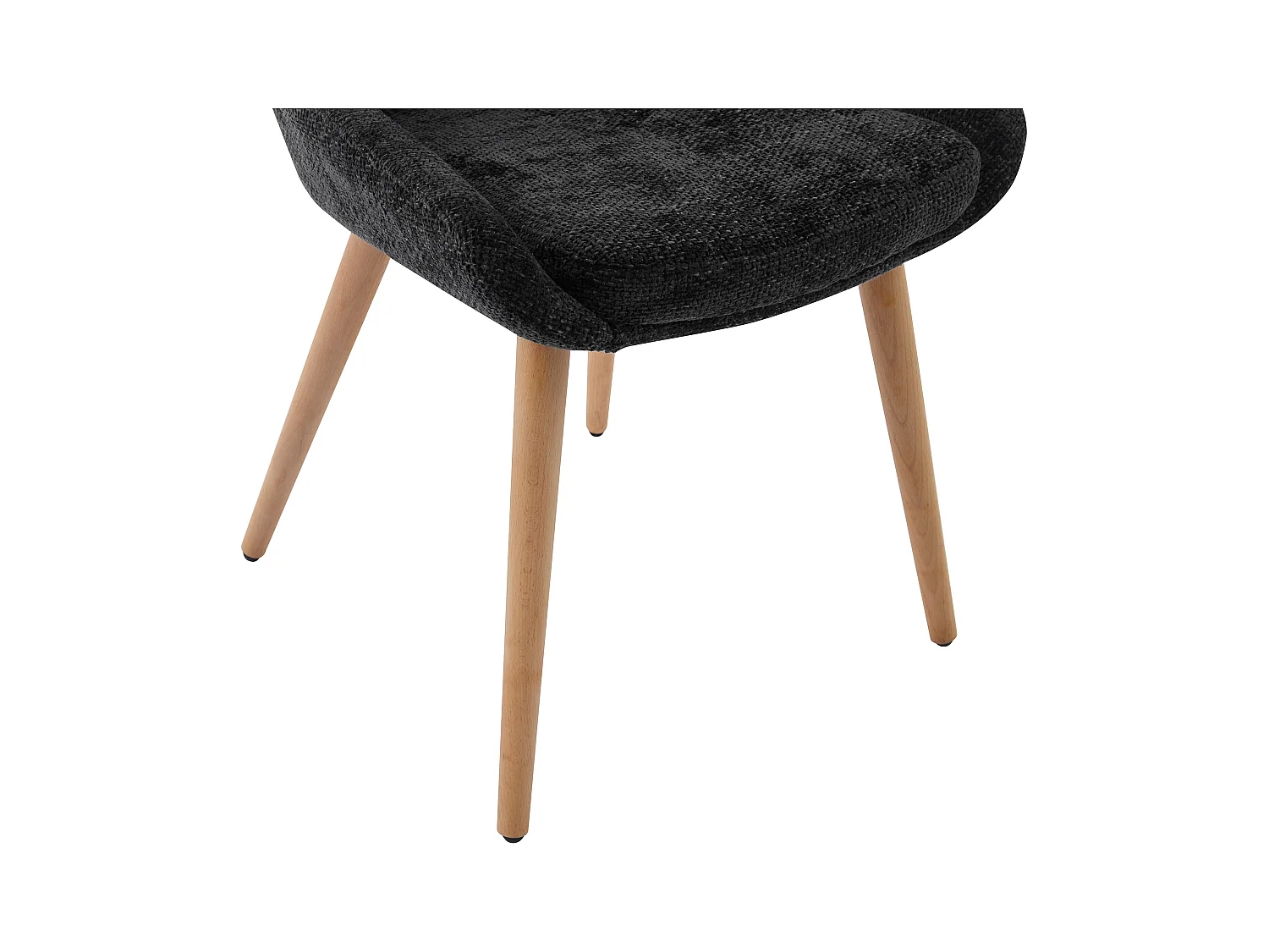 Lot de 6 chaises en tissu texturé et hêtre - Noir - MASURIE