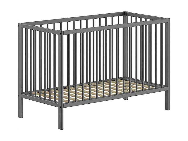 ELIOTT - Lit Bébé 60x120 en Hêtre Massif Laqué Anthracite