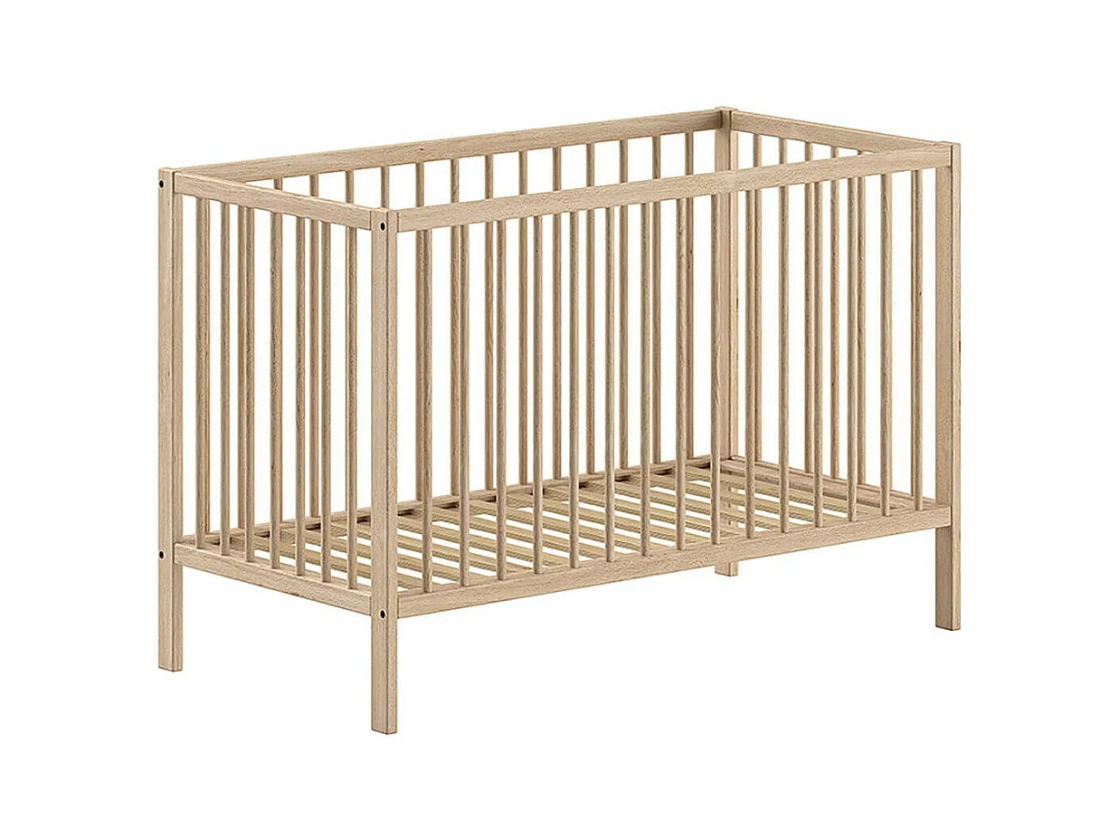 ELIOTT - Lit Bébé 60x120 en Hêtre Massif Vernis Naturel