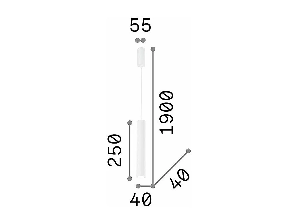 Ideal Lux Tube Luminaire suspendu mince à 1 ampoule DEL, noir