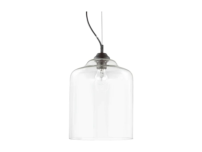 Ideal Lux Bistro' Plafonnier à 1 ampoule dôme carré en verre soufflé transparent noir, E27