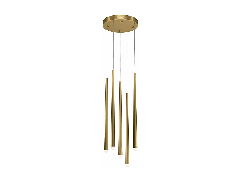Lampadario A Sospensione Moderno Cascade Alluminio Ottone 5 Luci Led 30W