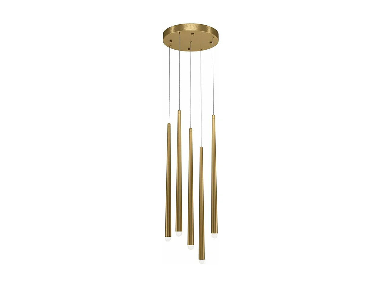 Lampadario A Sospensione Moderno Cascade Alluminio Ottone 5 Luci Led 30W