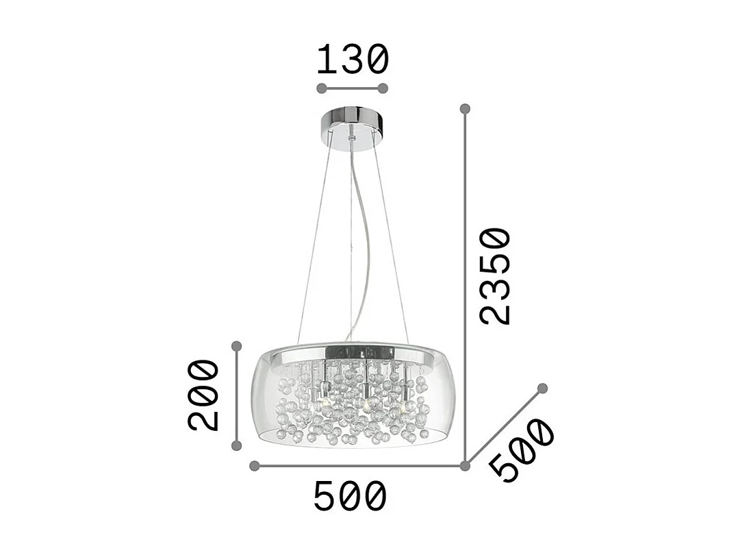 Ideal Lux Audi-80 - Lámpara colgante de techo redonda de 8 luces Smokey, G9