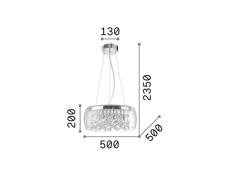 Ideal Lux Audi-80 Luminaire suspendu rond à 8 ampoules Smokey, G9