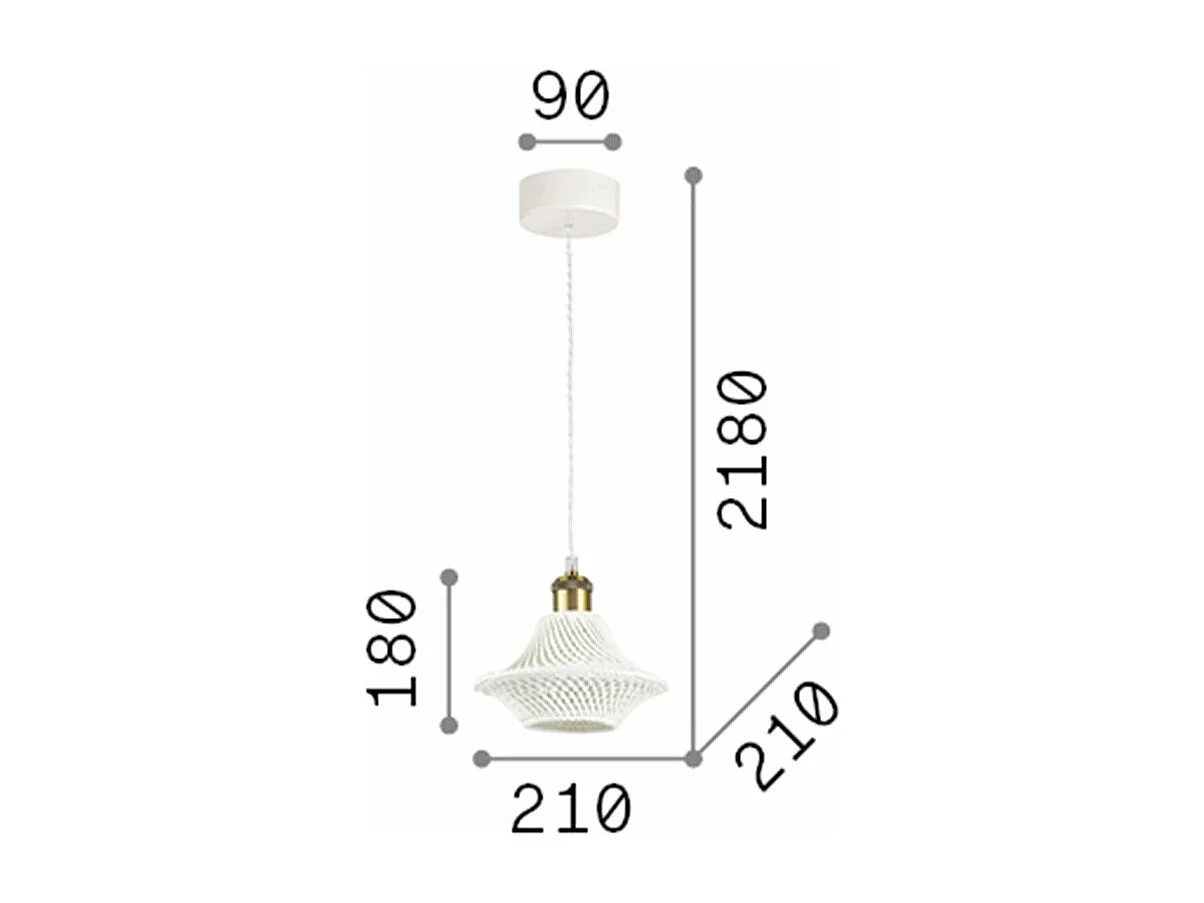 Ideal Lux Lugano - 1 licht Dome Deckenpendelleuchte Weiß
