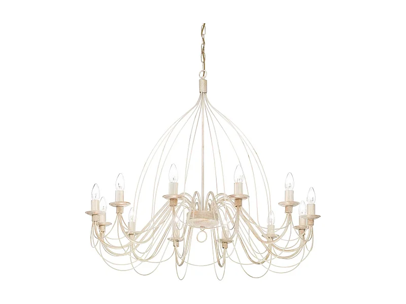 Ideal Lux Corte - Lámpara de araña de 12 luces, acabado blanco antiguo, E14