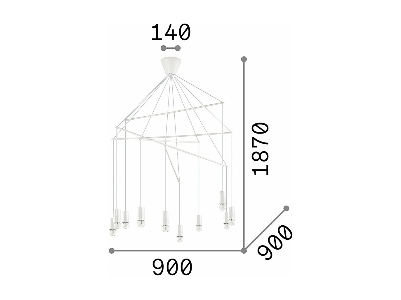 Ideal Lux Pop - Lampadario a sospensione a grappolo nero