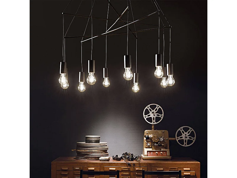 Ideal Lux Pop - Lampadario a sospensione a grappolo nero