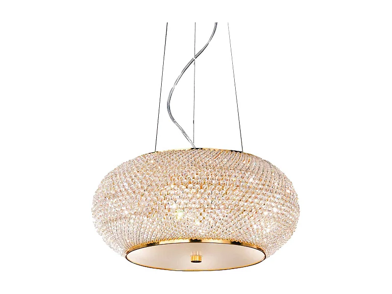 Ideal Lux Pasha' - Colgante de techo de 6 luces de oro con cristales, E14