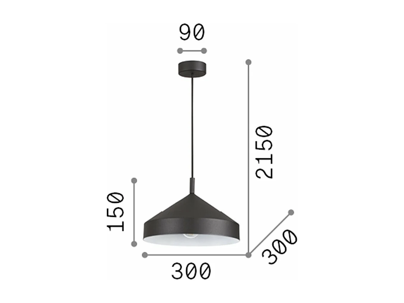 Ideal Lux YURTA Plafón Colgante Dome Blanco 30cm