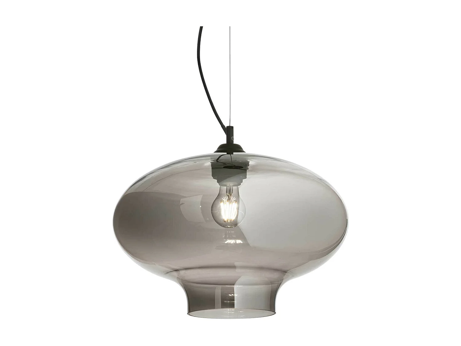 Ideal Lux Bistro' - 1 licht Dome Deckenanhänger Schwarz, Rauchgrau, Glas rund, E27