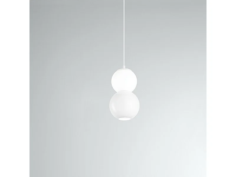 Lampadario Contemporaneo Binario Metallo Bianco Vetro Led 10+10W 3000K