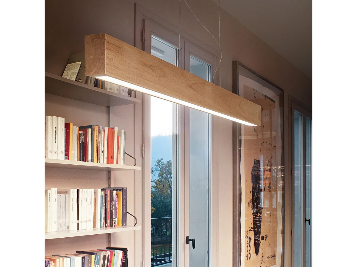 Ideal Lux CRAFT Integrierte LED-Pendel-Deckenleuchte Holz, 3000 K, nicht dimmbar