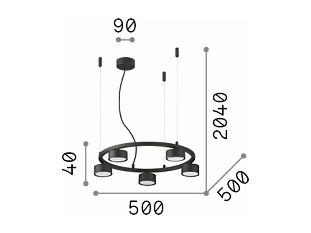 Ideal Lux MINOR - Lampada da soffitto circolare a 5 luci per interni nera