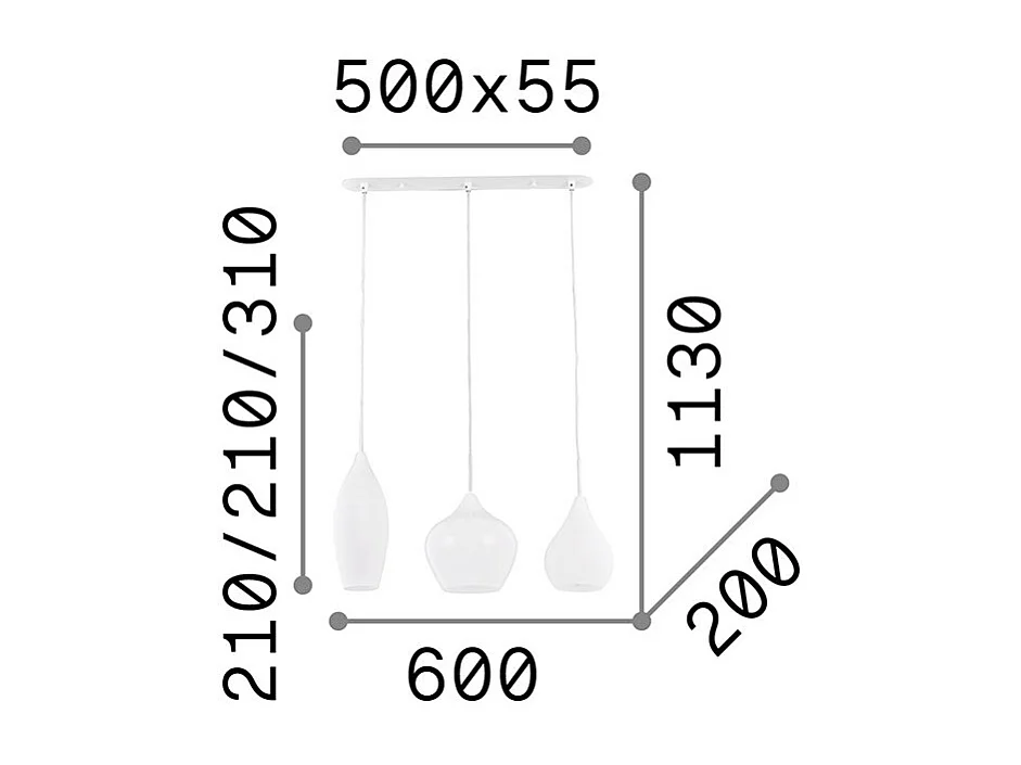 Ideal Lux Soft - Lámpara colgante de techo de 3 luces gris claro, E14