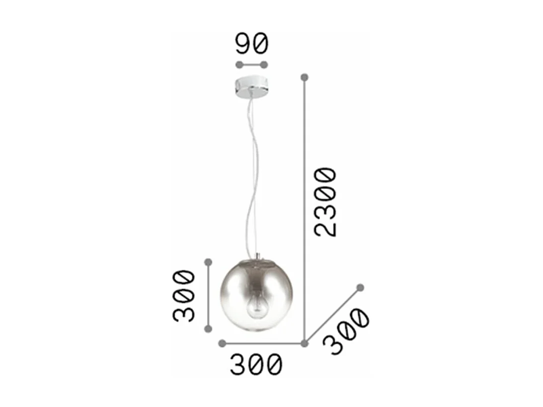 Ideal Lux Mapa - Paralume cromato a sospensione con globo a 1 luce