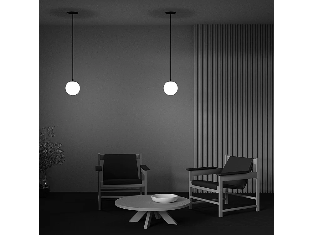 Lampadario Sospensione Moderno Luna Alluminio Nero Led Integrato 5W Calda