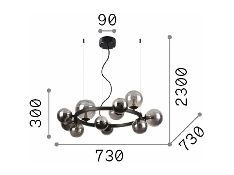Ideal Lux PERLAGE Plafoniera a sospensione a globo tonda a 11 luci in ottone