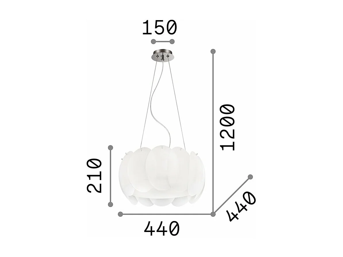 Ideal Lux Ovalino - 5 licht Small Deckenanhänger Weiß, E27