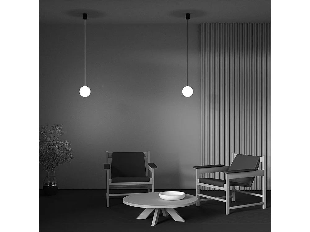 Lampadario A Sospensione Moderno Luna Alluminio Nero Led Integrato 5W Fredda