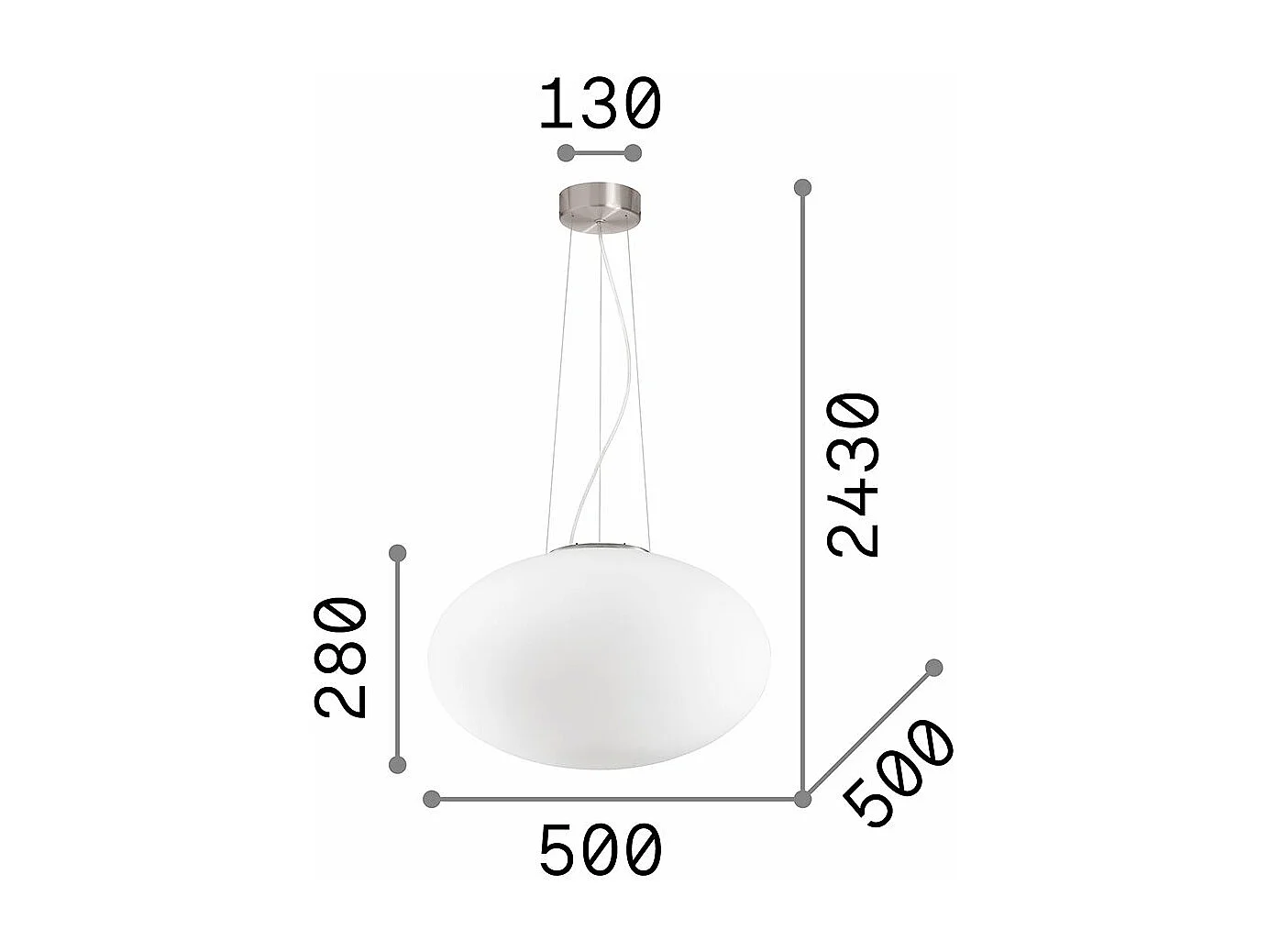 Ideal Lux Candy - 1 licht Large Globe Deckenanhänger Weiß, E27