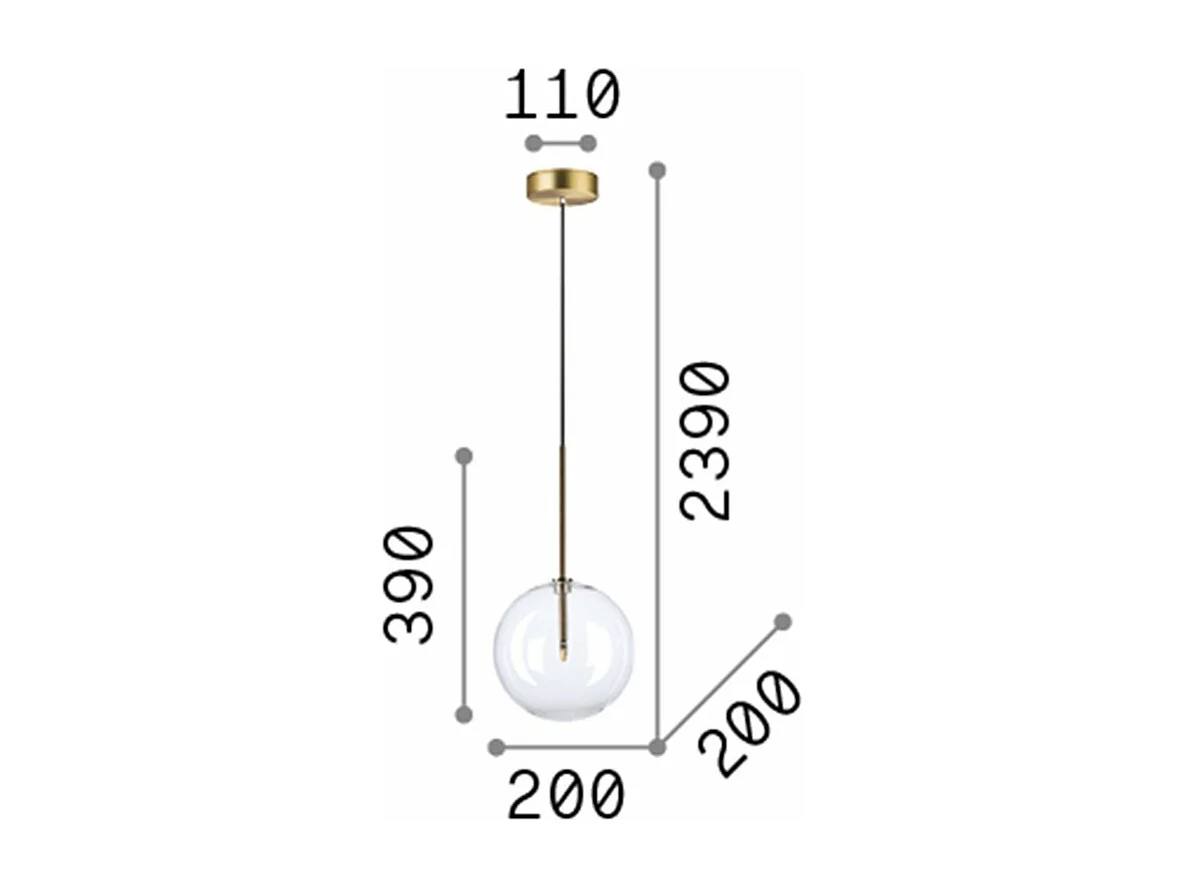 Ideal Lux EQUINOXE Plafonnier Globe 20cm Laiton