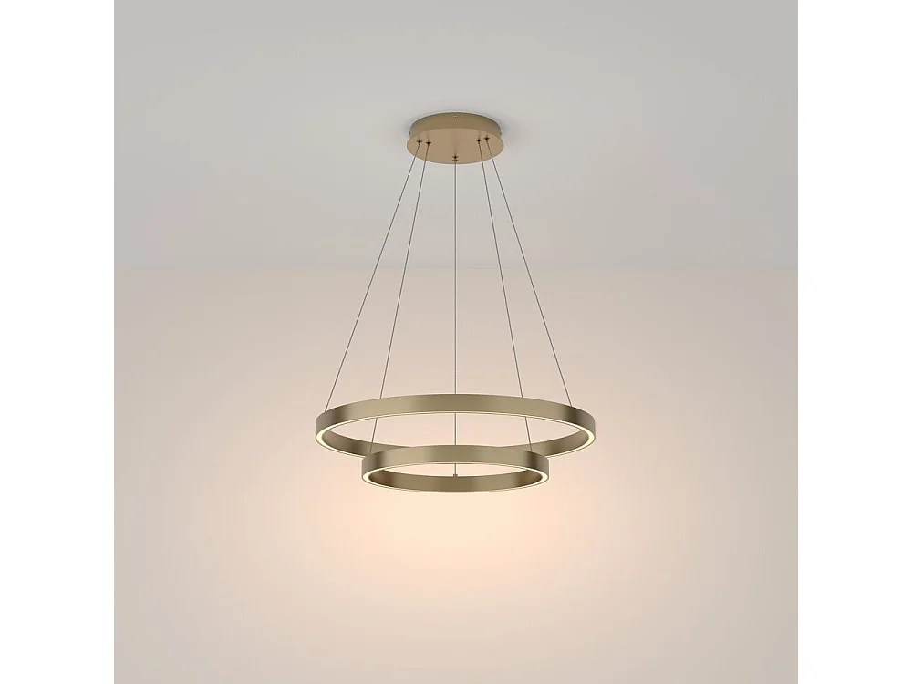Maytoni Rim Twin Ring Modern 2 Luces LED Integradas Lámpara de Techo Colgante Latón, 60cm, 3000K