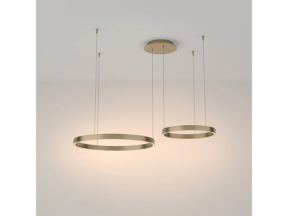 Maytoni Rim Twin Ring Modern 2 Luces LED Integradas Lámpara de Techo Colgante Latón, 60cm, 3000K
