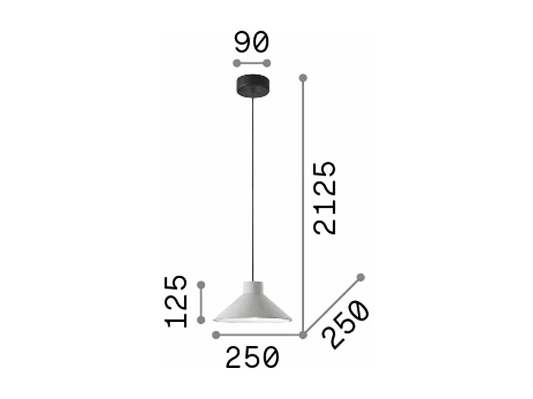 Ideal Lux Oil - 1 licht Dome Deckenanhänger Zementgrau, E27