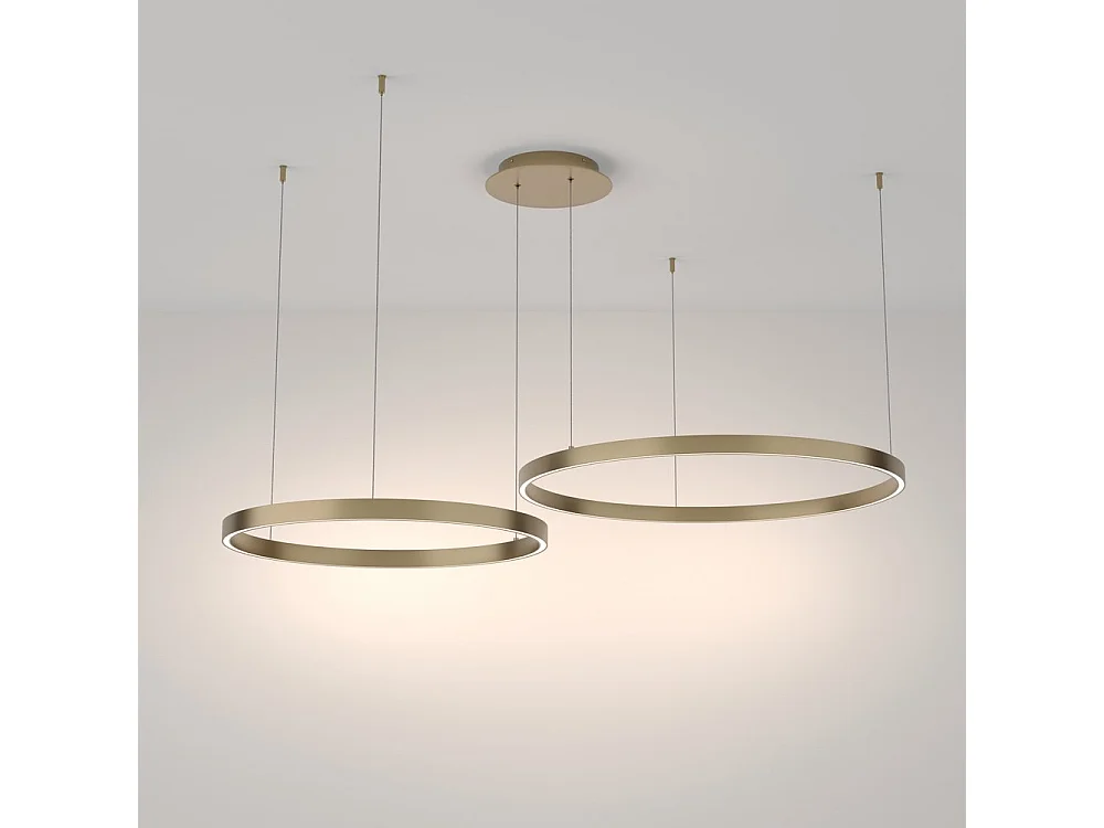 Maytoni Rim Plafoniera a sospensione circolare a 2 livelli in ottone a LED con bordo moderno integrato