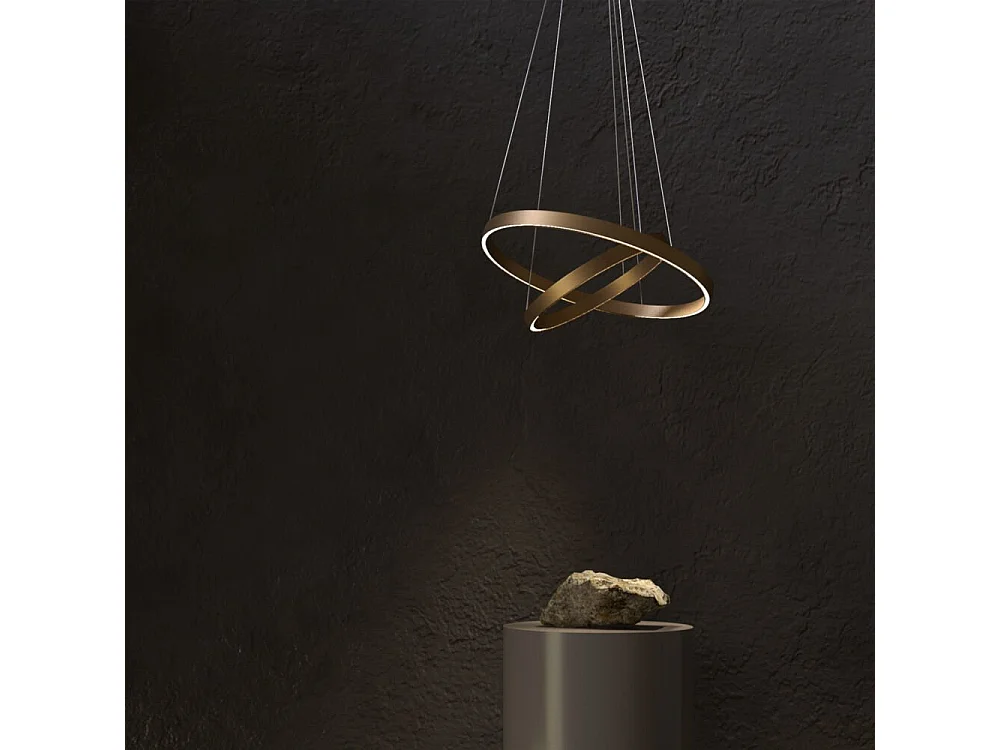 Maytoni Rim Plafoniera a sospensione circolare a 2 livelli in ottone a LED con bordo moderno integrato