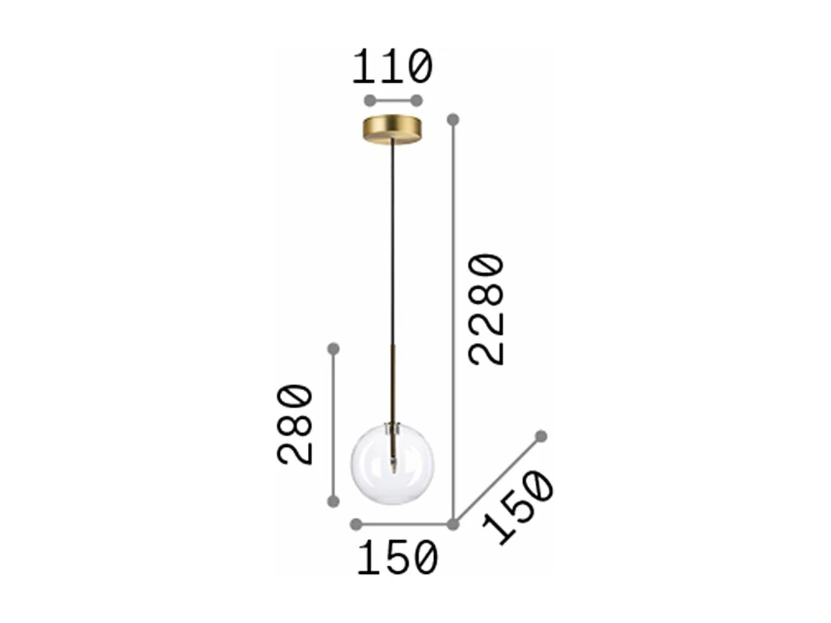 Ideal Lux EQUINOXE 15cm Globe Pendelleuchte Messing