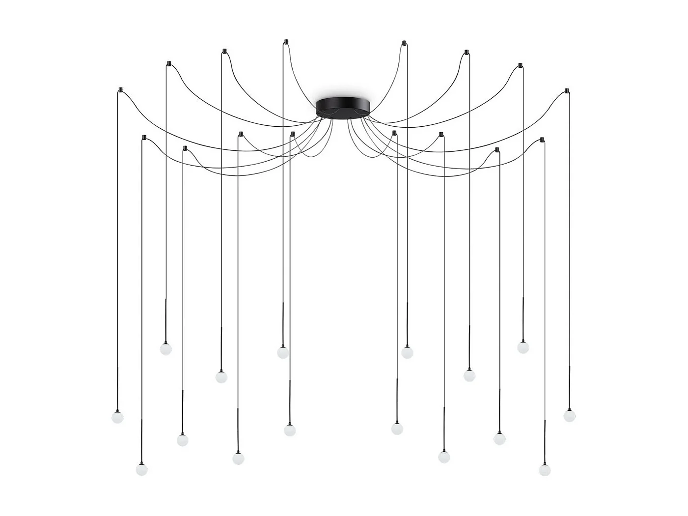 Ideal Lux LUCCIOLA Plafoniera a sospensione a grappolo LED a 16 luci nera, 3000K, non dimmerabile