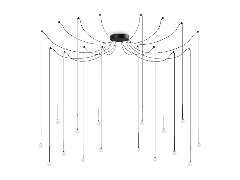 Ideal Lux LUCCIOLA Plafoniera a sospensione a grappolo LED a 16 luci nera, 3000K, non dimmerabile