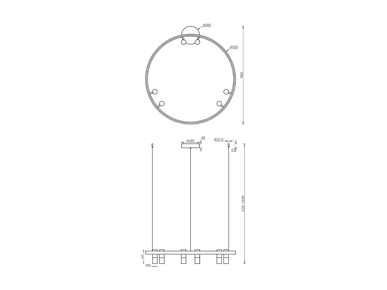 Satellite Lámpara colgante de techo LED integrada negra
