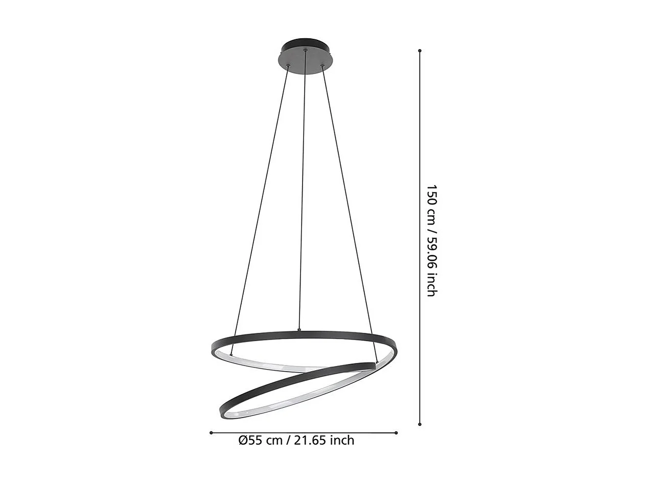 Lampadario Moderno Ruotale Led Alluminio Nero
