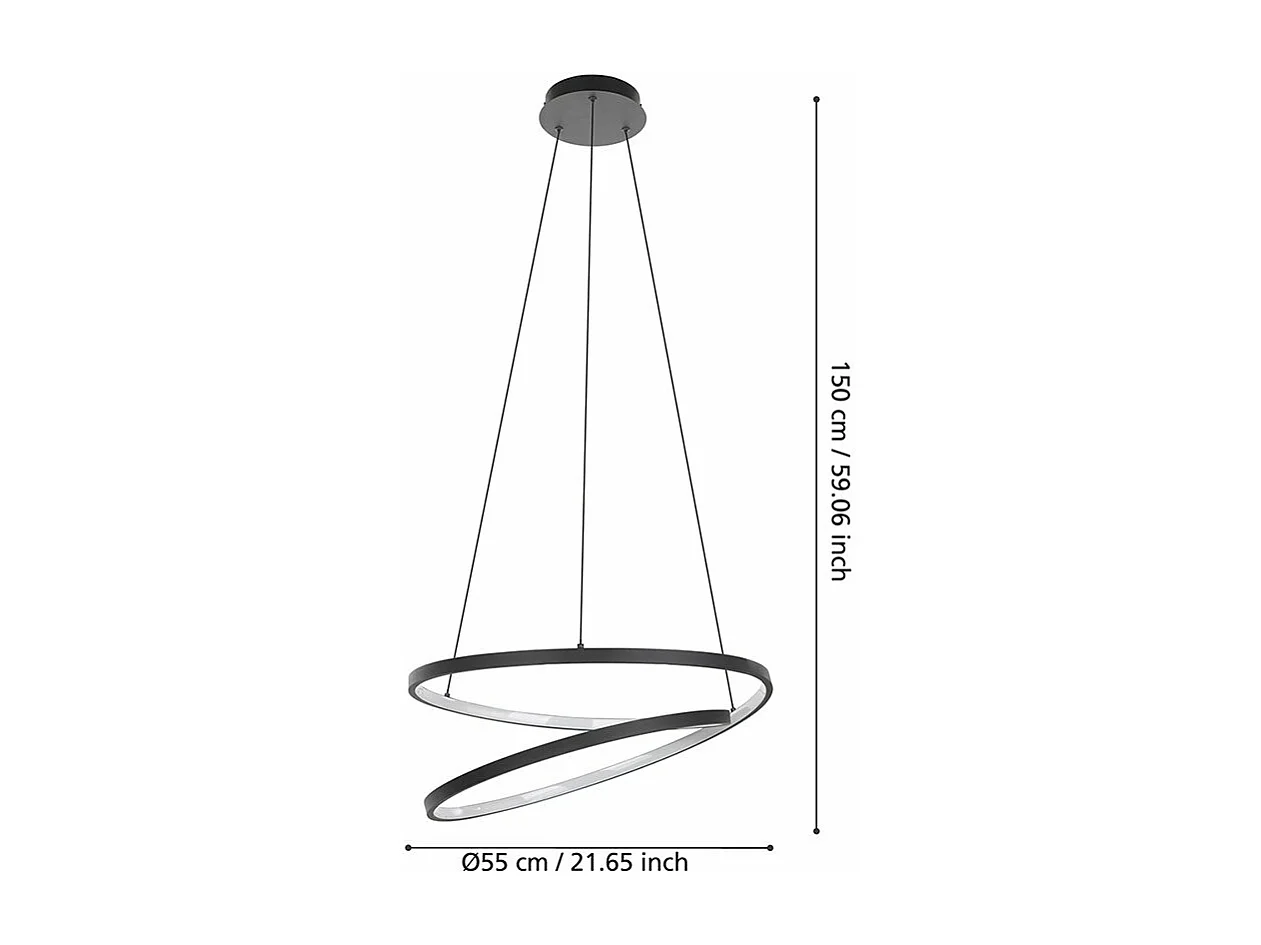 Lampadario Moderno Ruotale Led Alluminio Nero