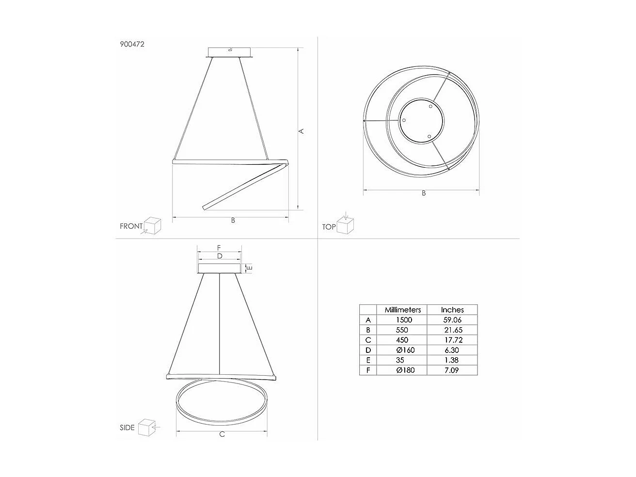 Lampadario Moderno Ruotale Led Alluminio Nero
