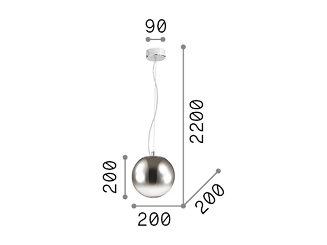Ideal Lux Mapa Abat-jour chromé à suspension à 1 ampoule Globe