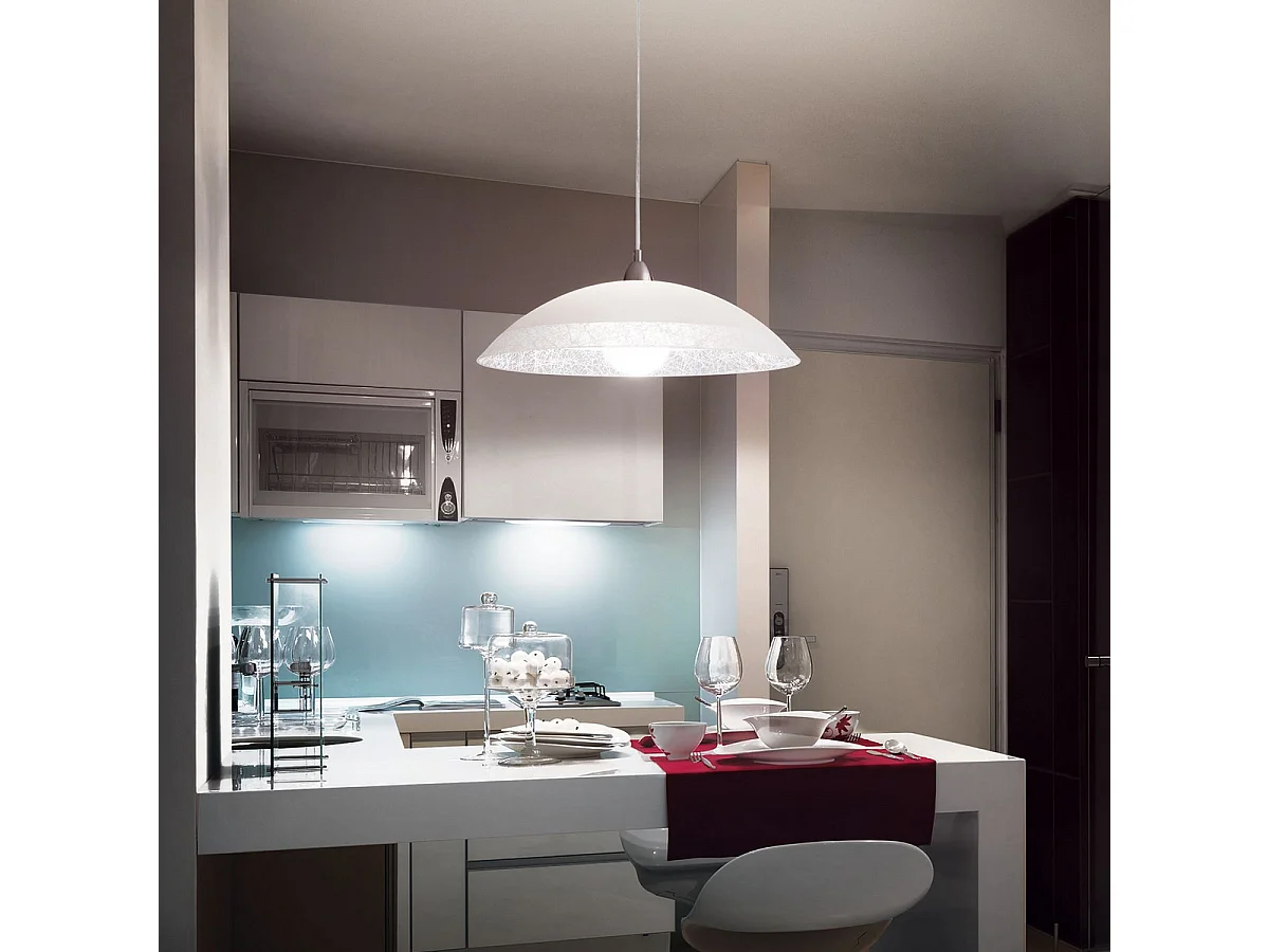 Ideal Lux Lana - Lámpara colgante de techo tipo domo pequeña con 1 luz, cromada, E27