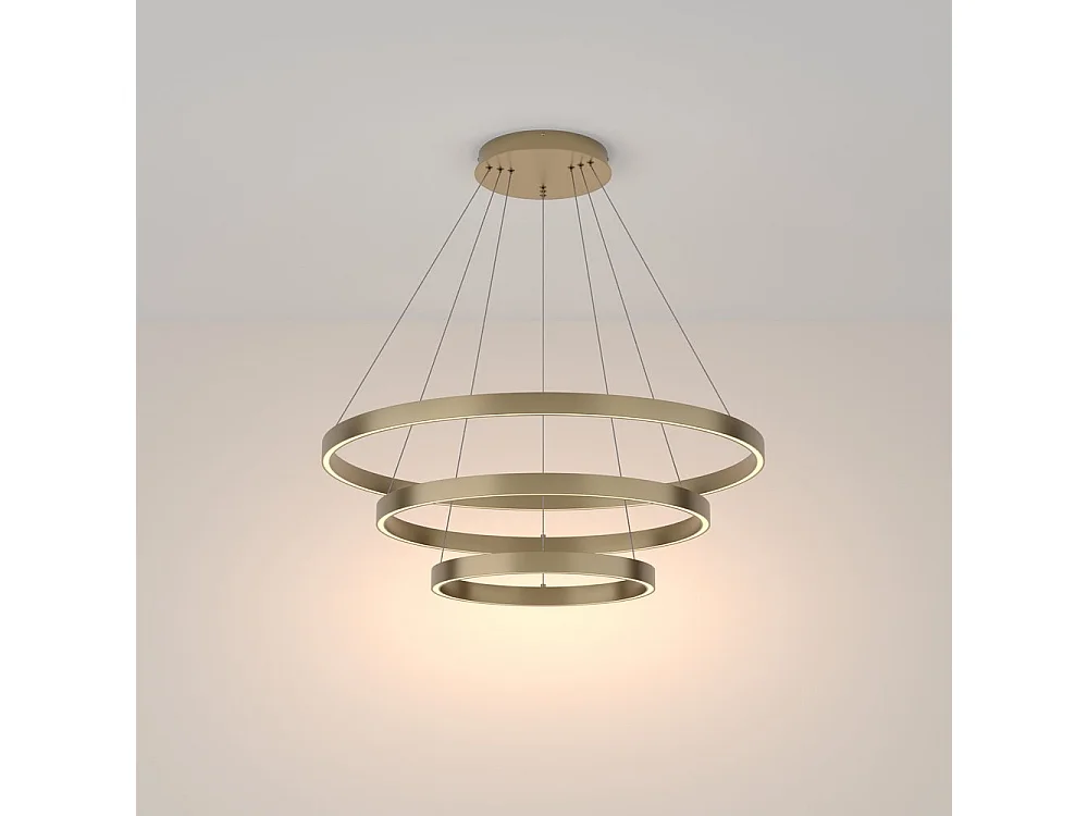 Lampadario A Sospensione Moderno Rim Alluminio Ottone 3 Luci Led 115W